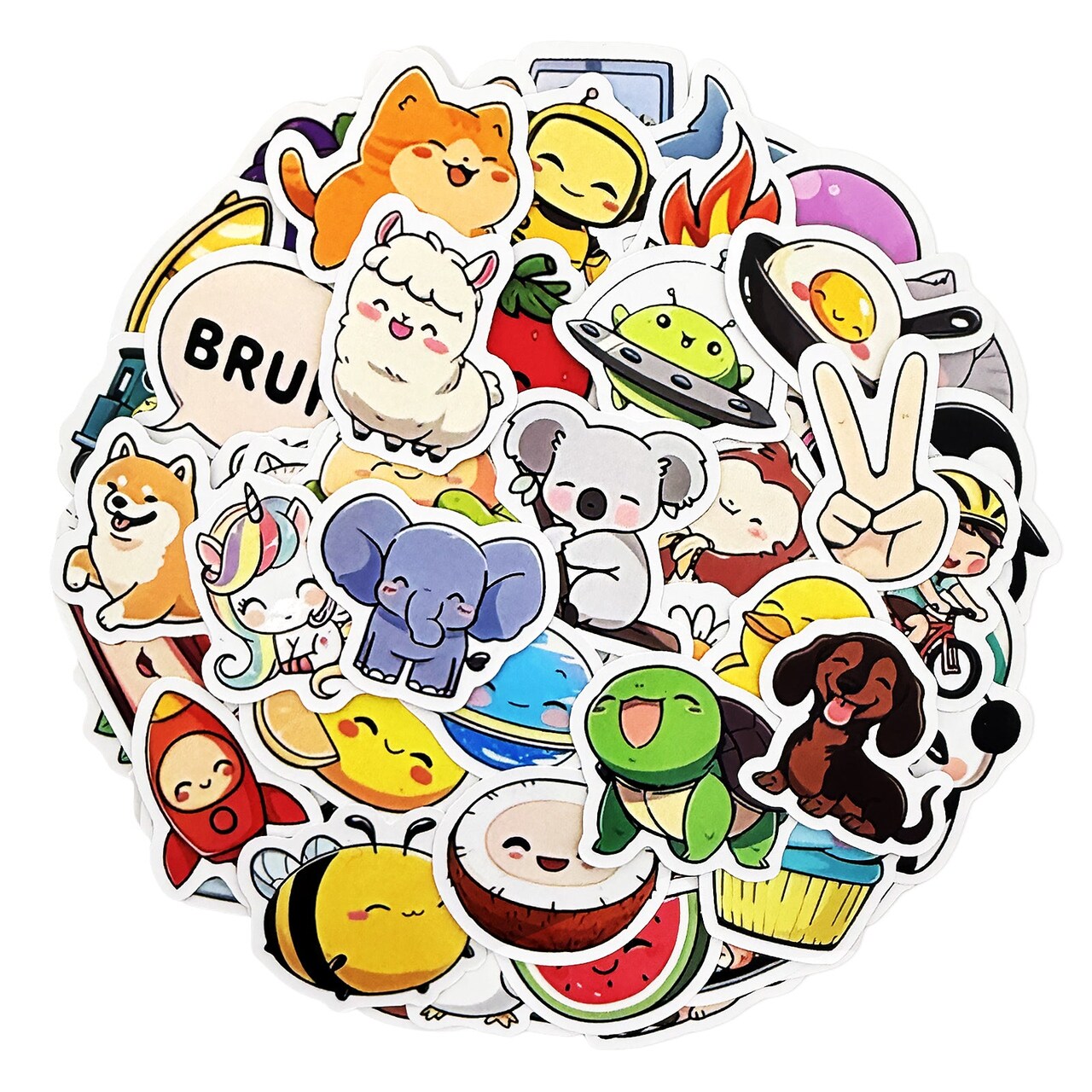 Wrapables Waterproof Vinyl Stickers for Water Bottles, Laptop, Phones, Skateboards, Decals for Teens, 108pcs, Cute Stuff